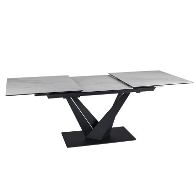 Стол обеденный SIGNAL SORENTO Ceramic Nature Cloud белый/черный мат 160-220/90